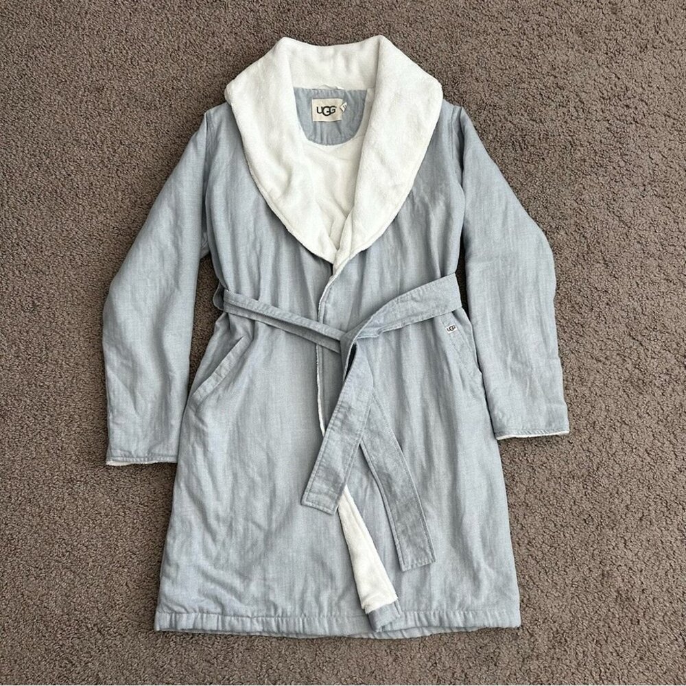 Ugg Robe Womens Size XS Fleece Lined Light Blue